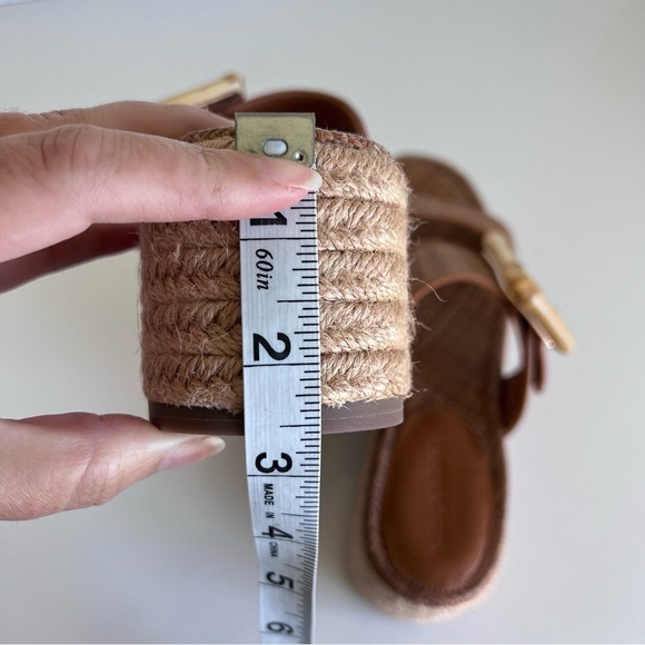 J. McLaughlin Fleur Cuoio Bamboo Buckle Espadrille Platform Slip on Wedge Sandal - Picture 8 of 12